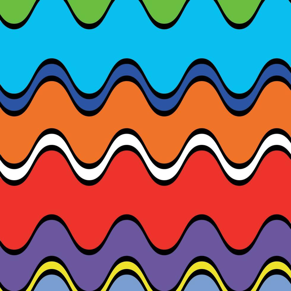 Colorful wavy lines design, seamless vector