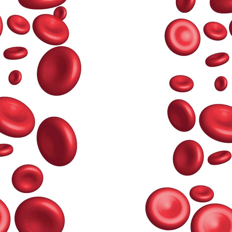 Vertical falling red blood cells with copyspace vector