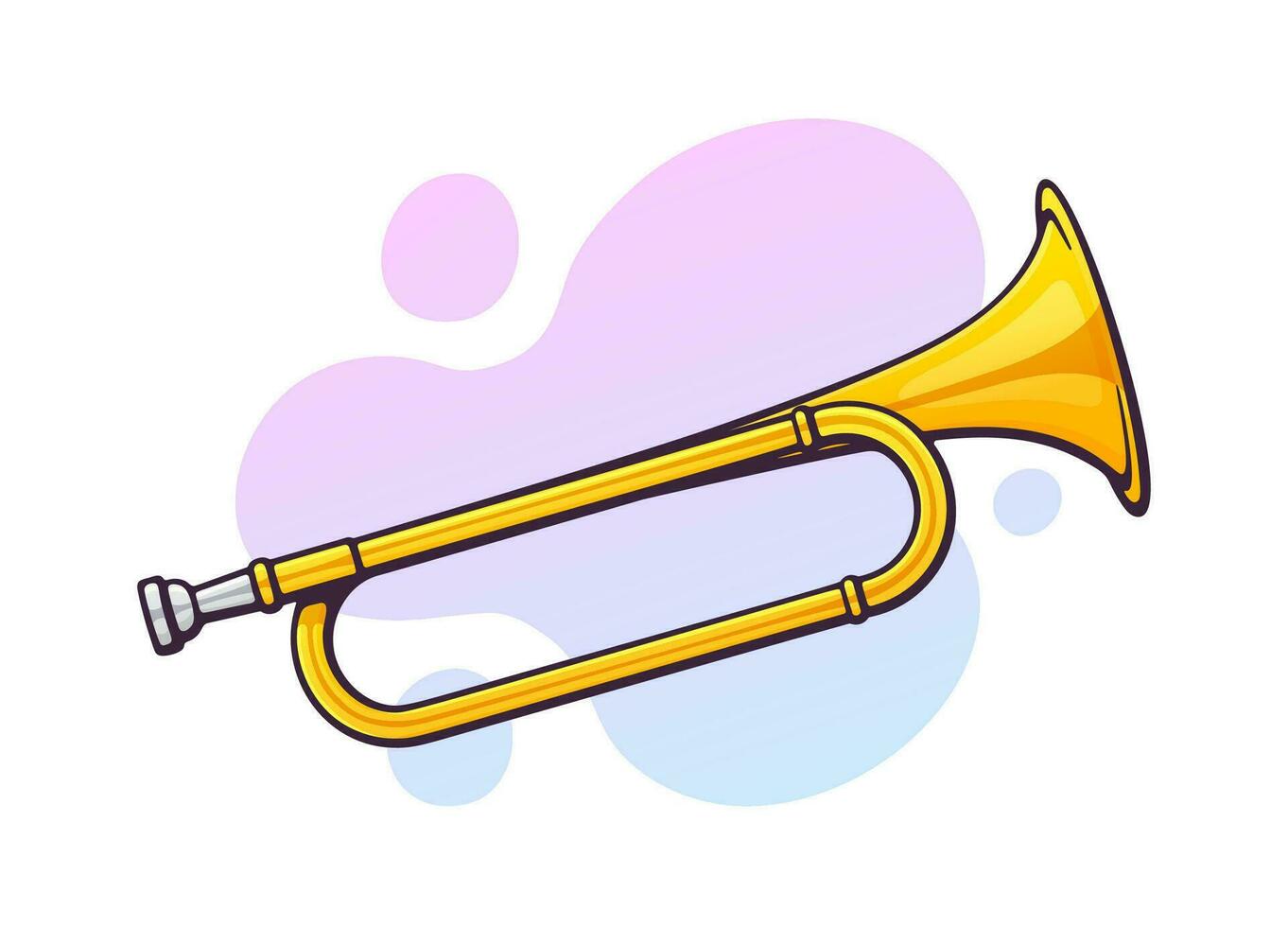 Vector illustration. Classical music wind instrument horn. Blues, jazz, ska, funk or orchestral equipment. Clip art with contour for graphic design. Isolated on white background