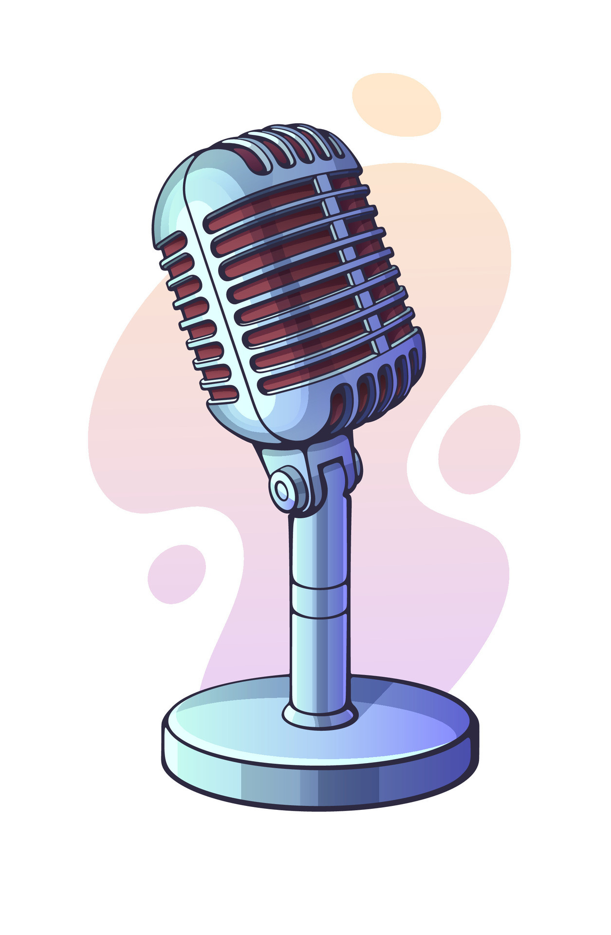 Vector illustration. Monochrome retro microphone for voice, music, sound,  speak, radio recording. Jazz, blues, rock vintage mic. Clip art with  contour for graphic design. Isolated on white background 25668220 Vector  Art at