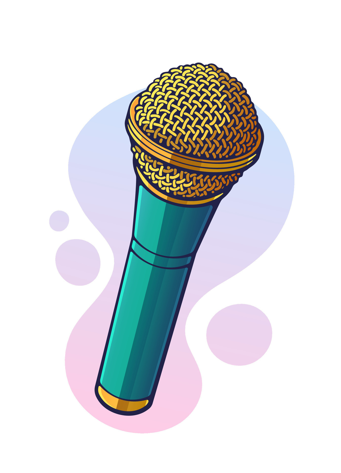 Radio Microphone Clip Art Illustration Modern Microphone For Voice Music Sound Speak Radio Recording Pop Disco Jazz Blues Rock Equipment Clip Art With Contour For Graphic Design Isolated On White Background Vector