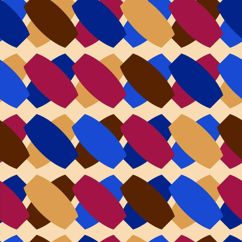 Abstract pattern seamless design. Colorful shapes on beige background. vector