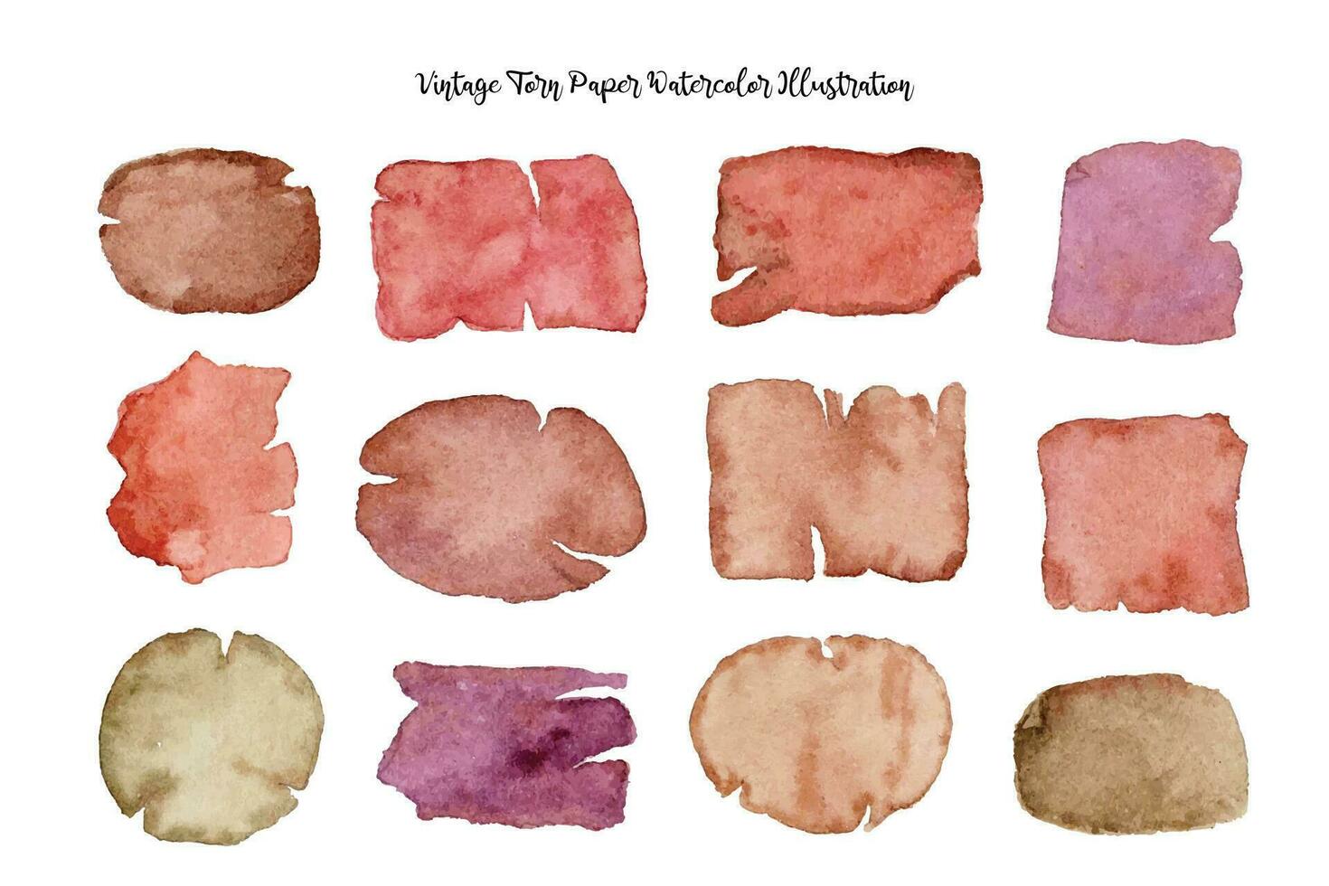 collection of old paper watercolor illustration vector