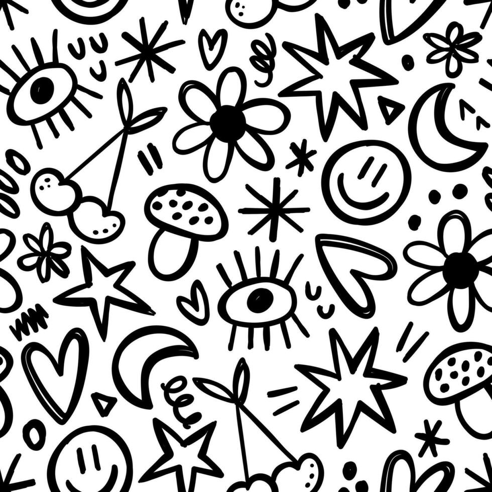 Doodle seamless pattern. Doodle background. Cute background. Hand drawn pattern vector