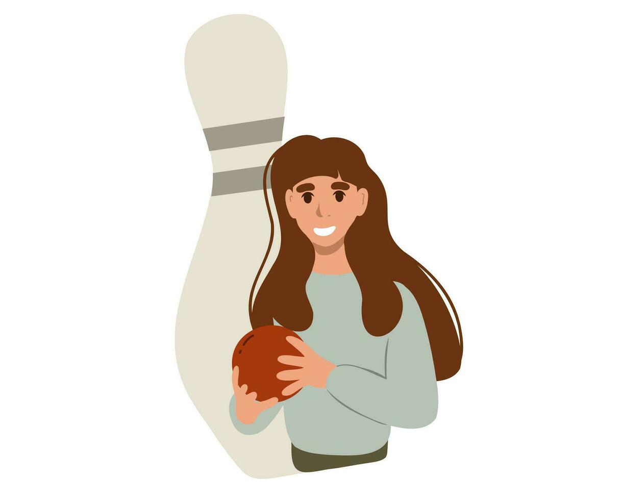 Girl with a bowling ball vector