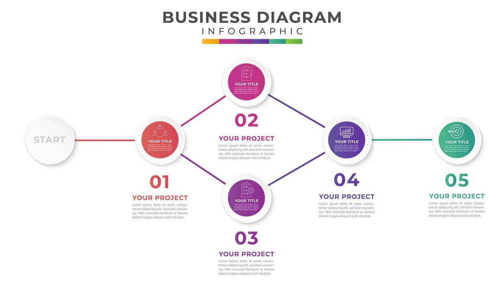 5 steps workflow process. presentation vector infographic template for business.