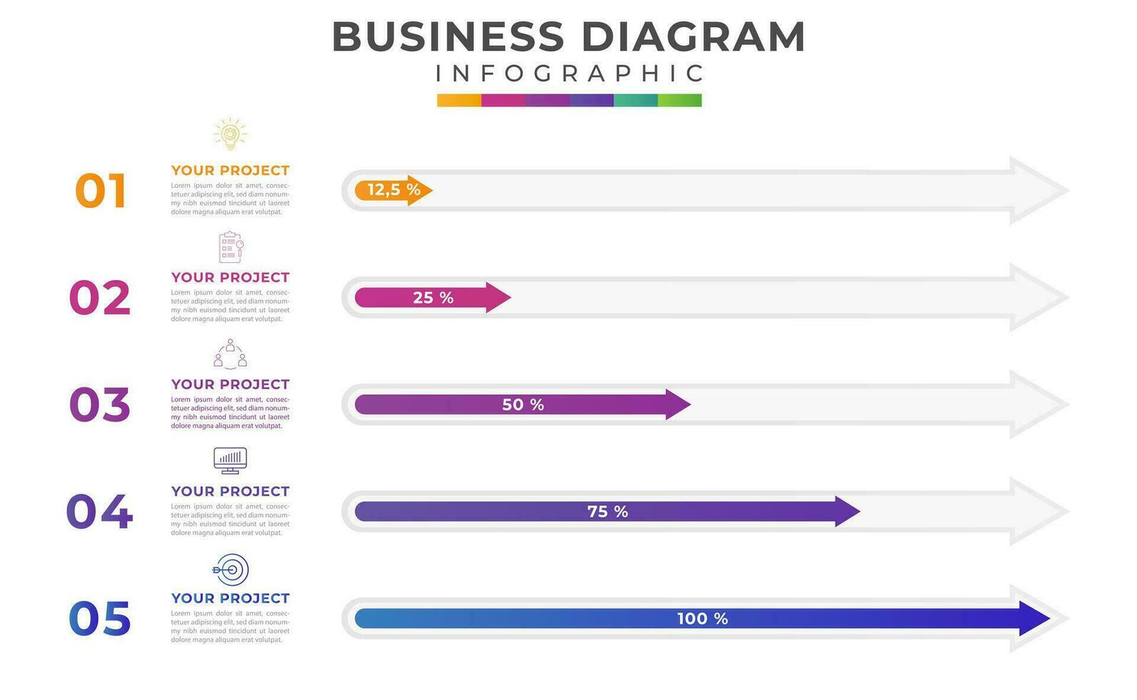 Set of modern elements, Percentage data presentation. presentation vector infographic template for business.