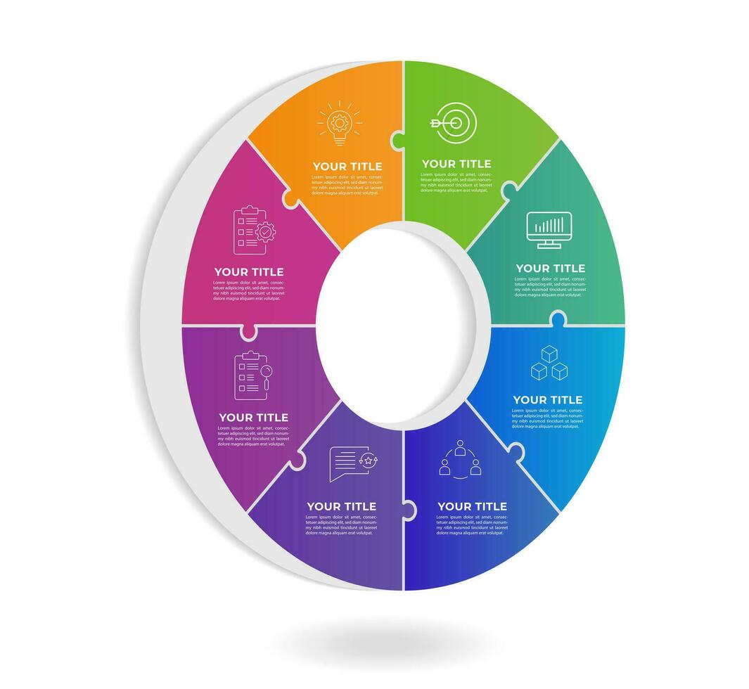 circulo rompecabezas diagrama con negocio pasos vector