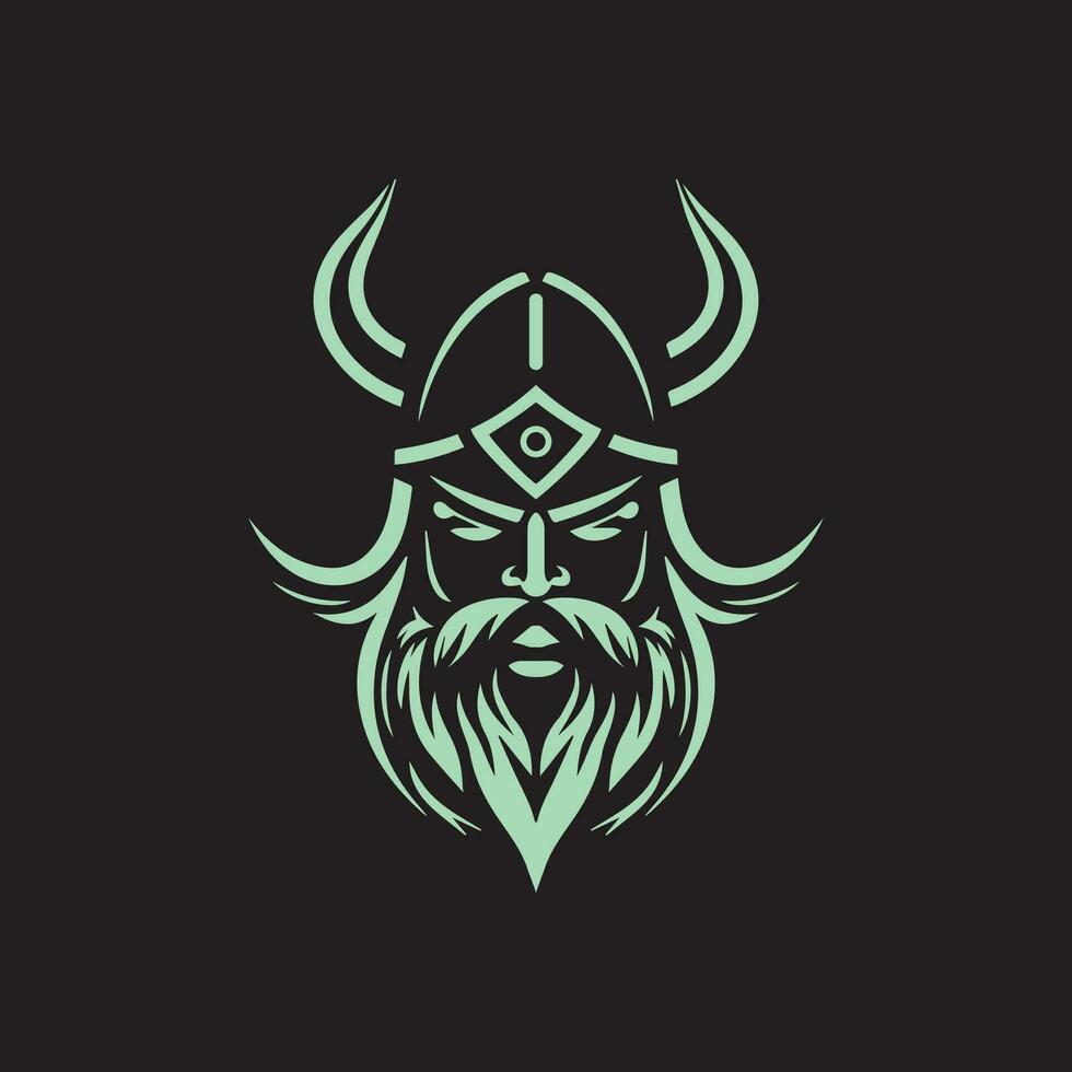 Simple Viking warrior head face logo, symbol, icon, minimalist line art vector
