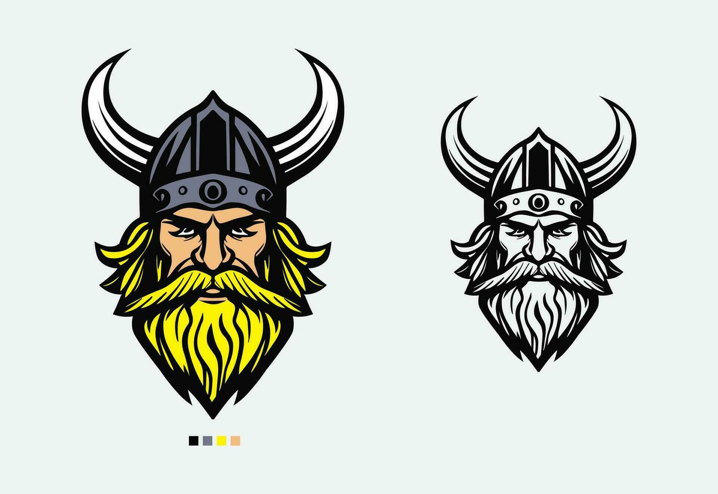 Viking warrior head line art tattoo style logo, vector illustration