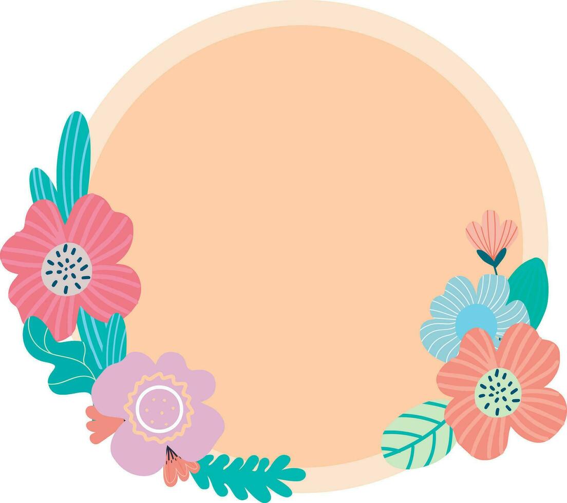 Rounde floral botanical frame. Floral wedding wreath vector