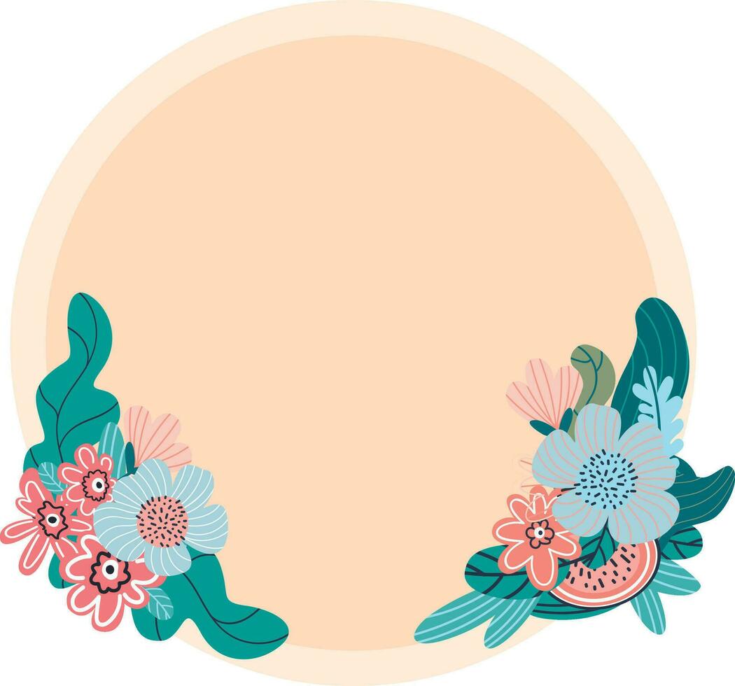 Rounde floral botanical frame. Floral wedding wreath vector