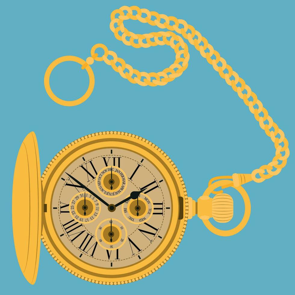 Pocket watch flat illustration vector