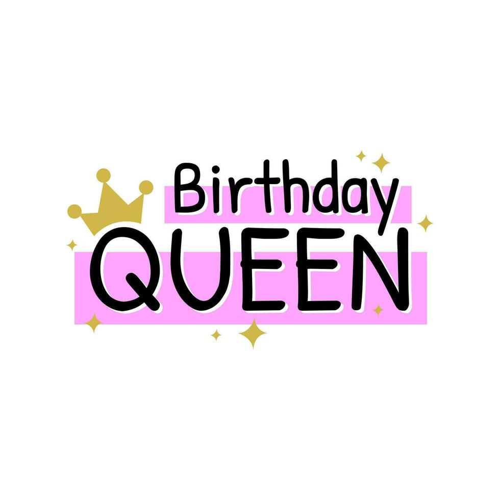 Birthday queen cute kids celebration icon label sign design vector