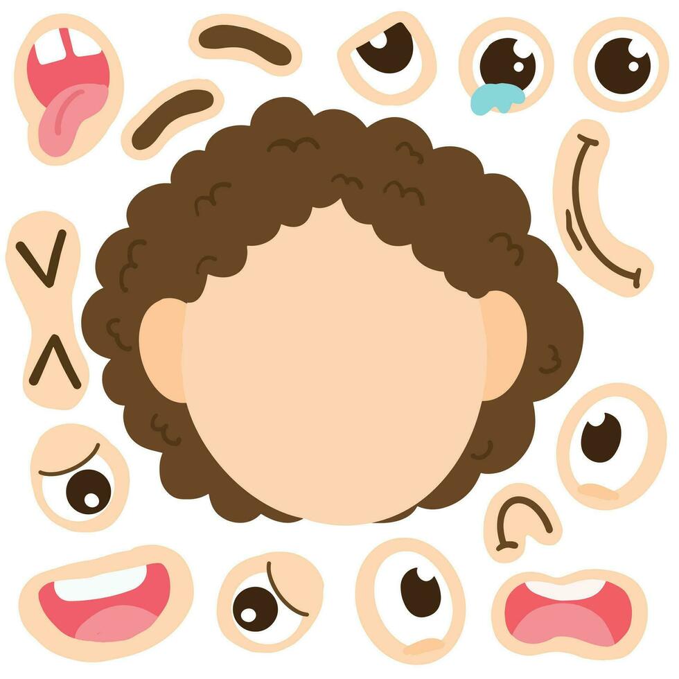 sentimientos caras y emociones actividad para niño. vector