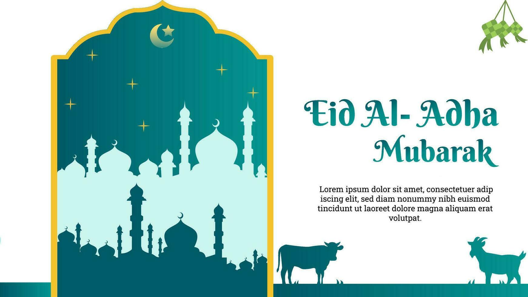 Eid Al Adha night Landscape Banner Fit For Islamic event vector