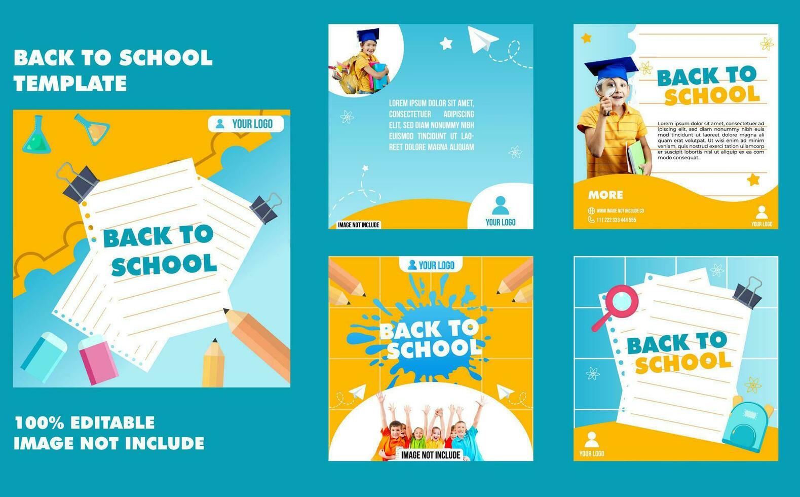 Back To school feed instagram template vector