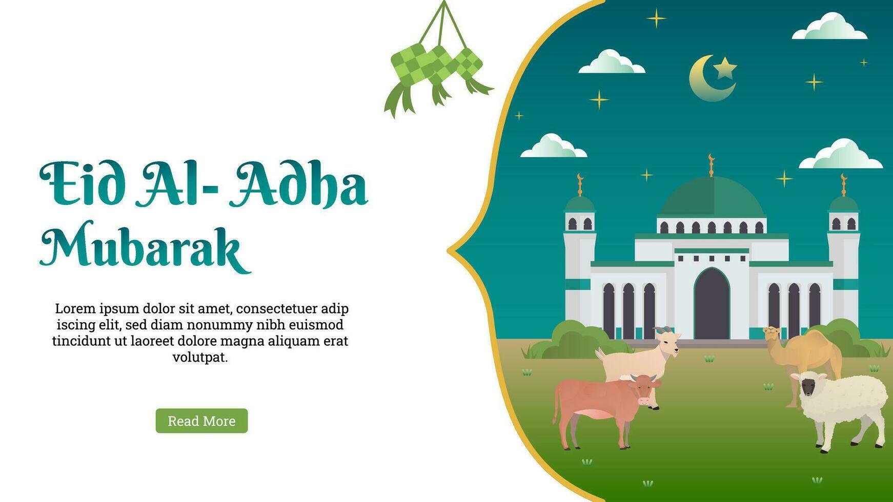 eid Alabama adha paisaje bandera ajuste para islámico evento vector