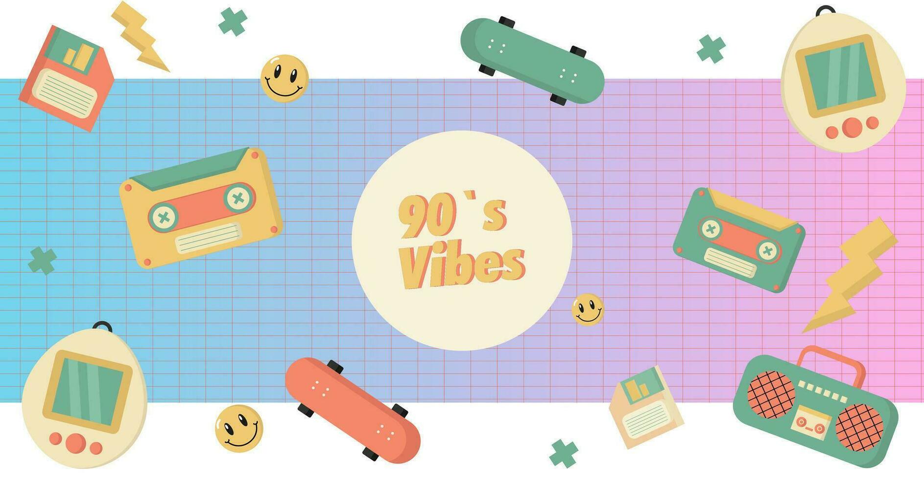 90S Nostalgic Object Vector