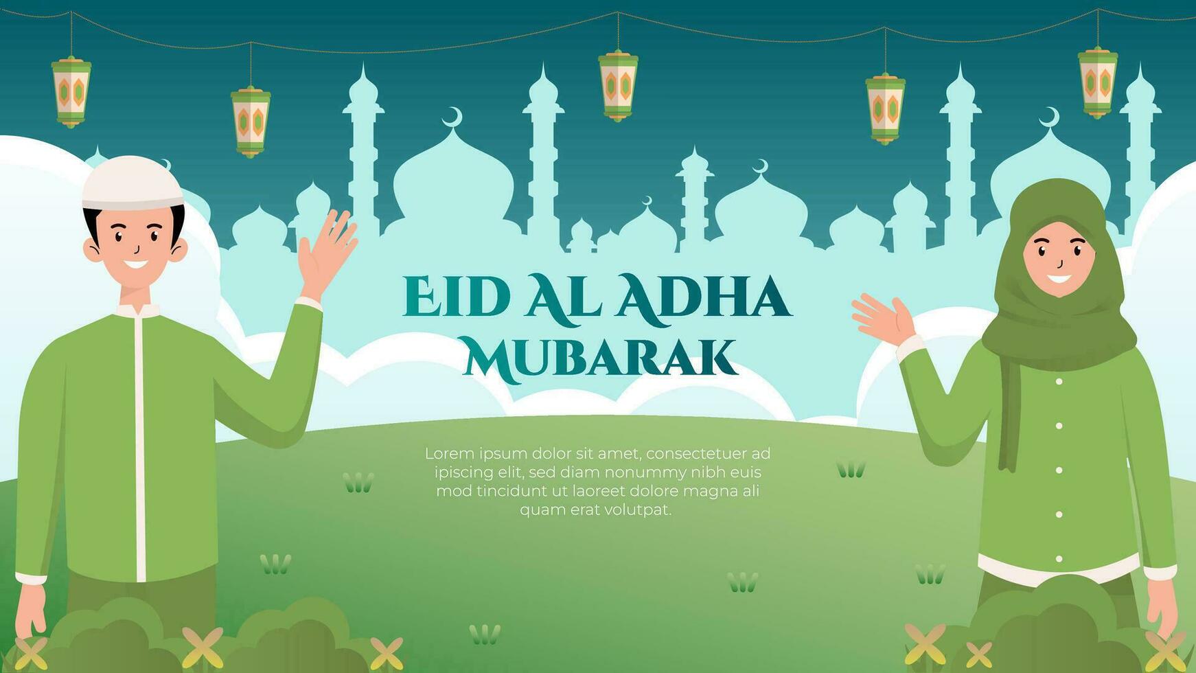 Eid Al Adha Horizontal Banner Template vector