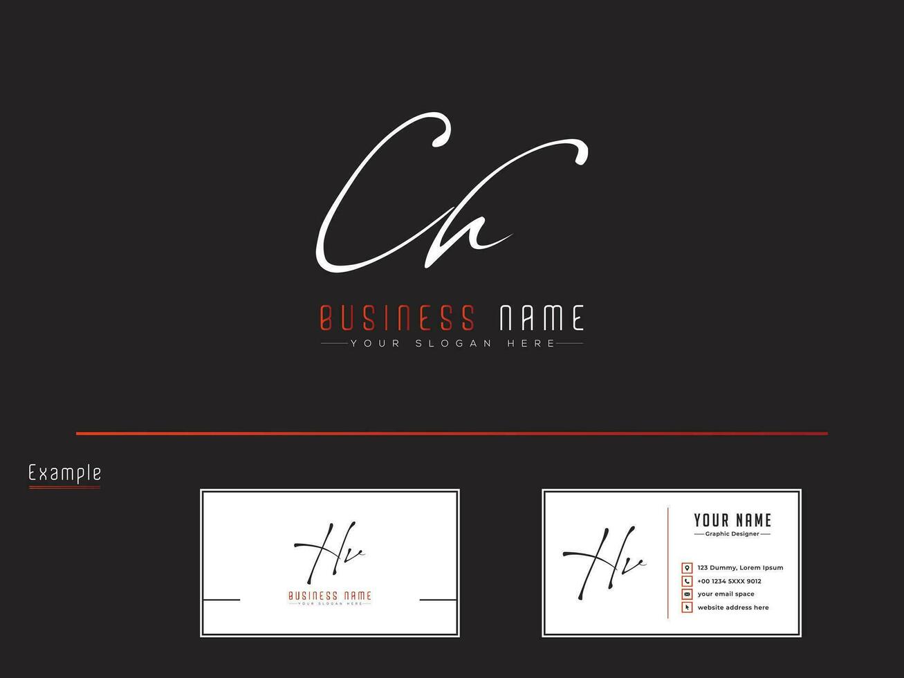 Initials Ch Luxury Letter Logo, Signature CH Logo Letter Vector