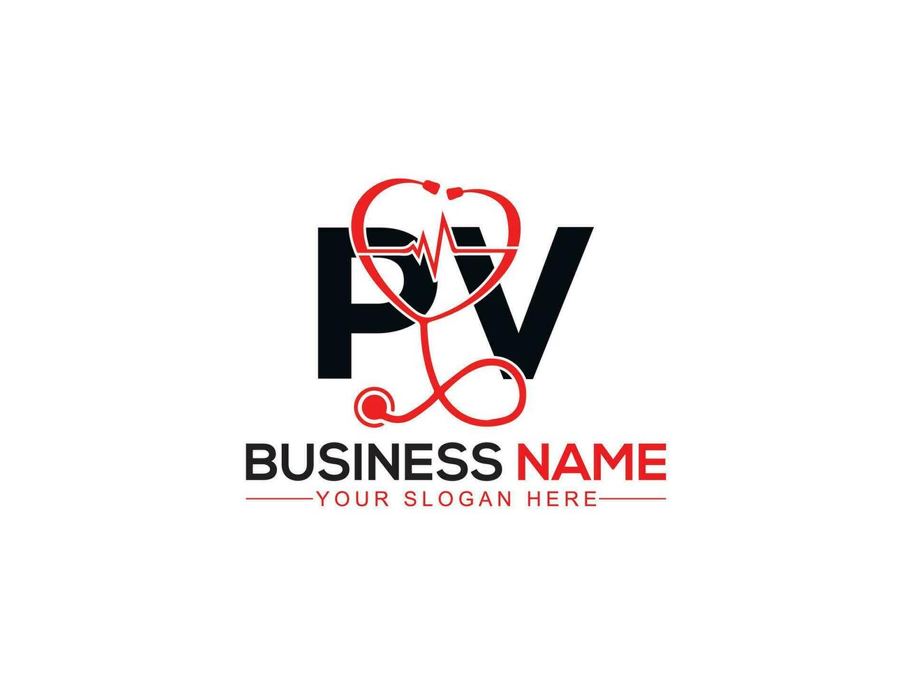 Creative Pv Cardiology Doctors Logo, Monogram Heartbeat PV Logo Letter Design vector