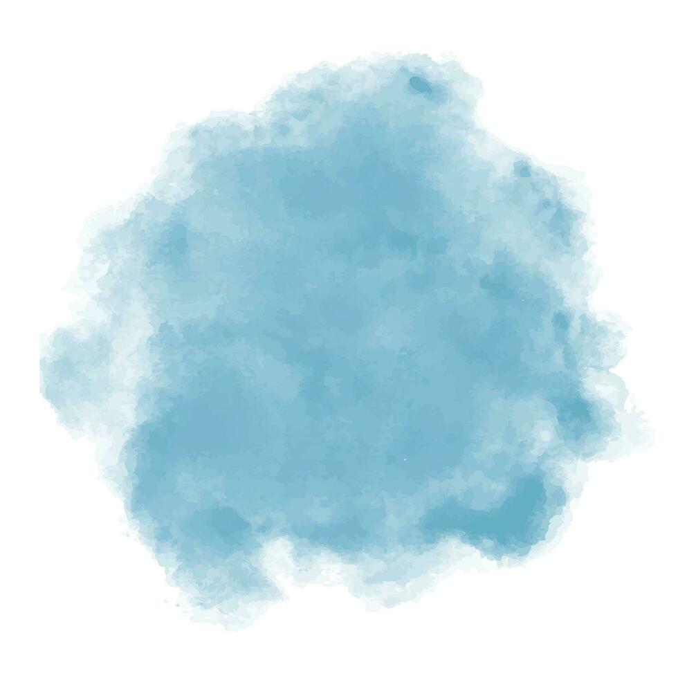 Blue watercolor stain on white background. Pastel water color brash splash texture vector