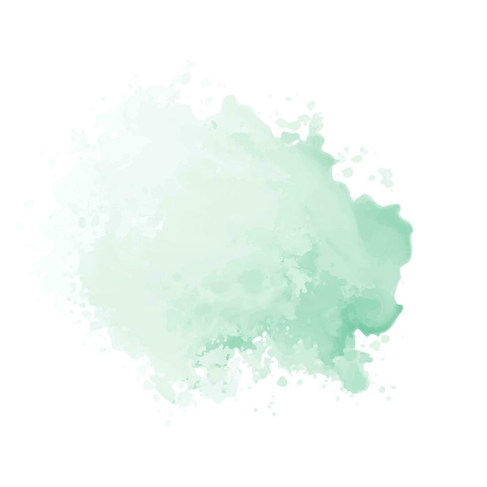 Abstract mint green watercolor water splash. Vector watercolour texture in mint color