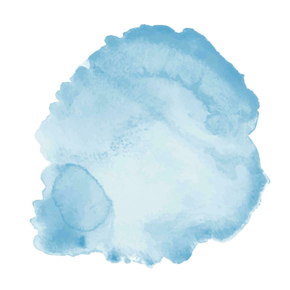 Blue watercolor stain on white background. Pastel water color brash splash texture vector