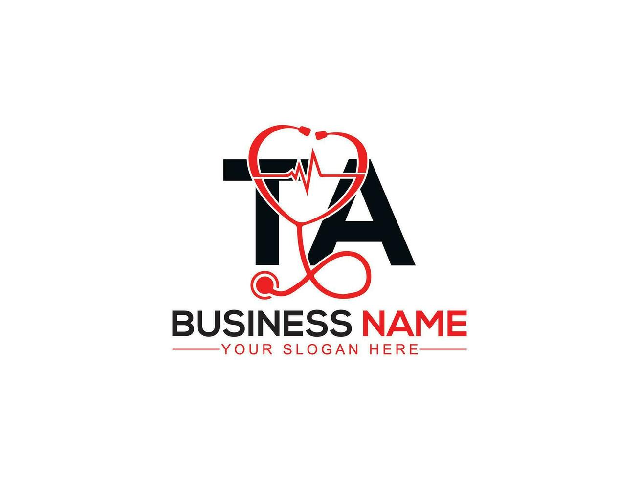 Alphabet Modern Ta Heart Doctors logo, Initial Heartbeat Ta at Logo Letter Vector