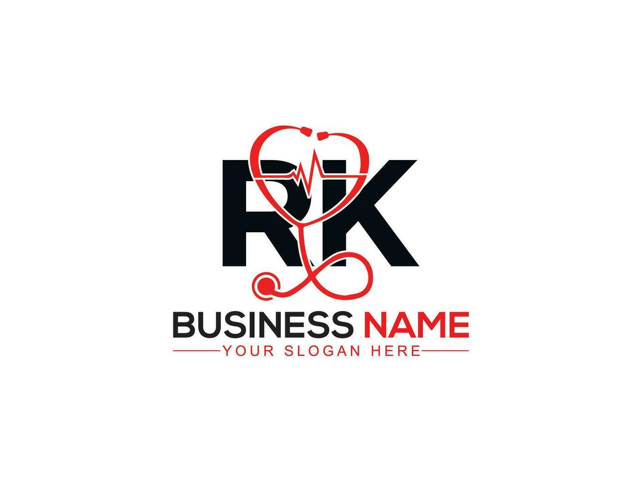 monograma diagnóstico rk logo icono, minimalista rk doctores logo letra diseño vector