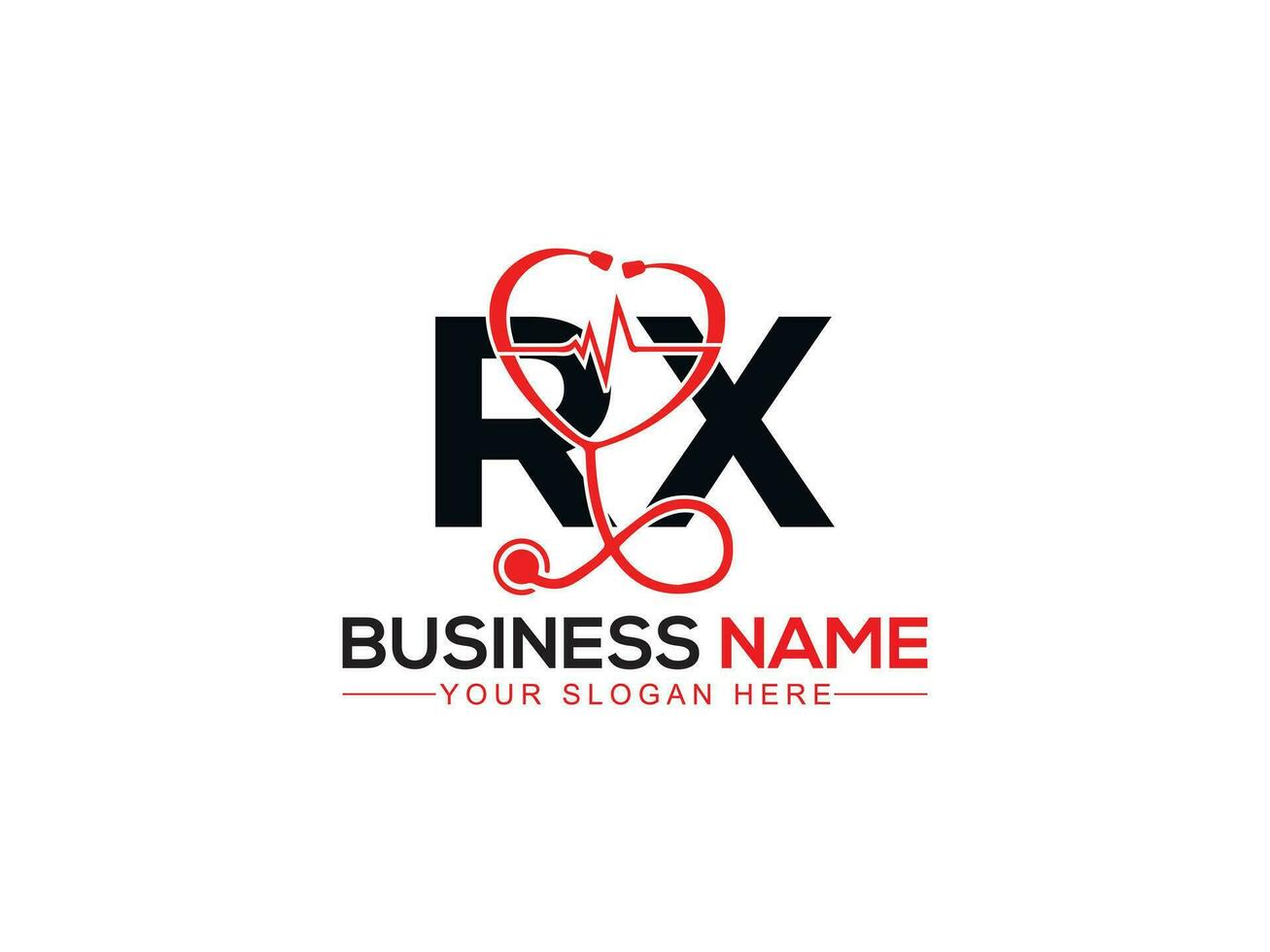 Monogram Diagnostic Rx Logo Icon, Minimalist RX Doctors Logo Letter Design vector