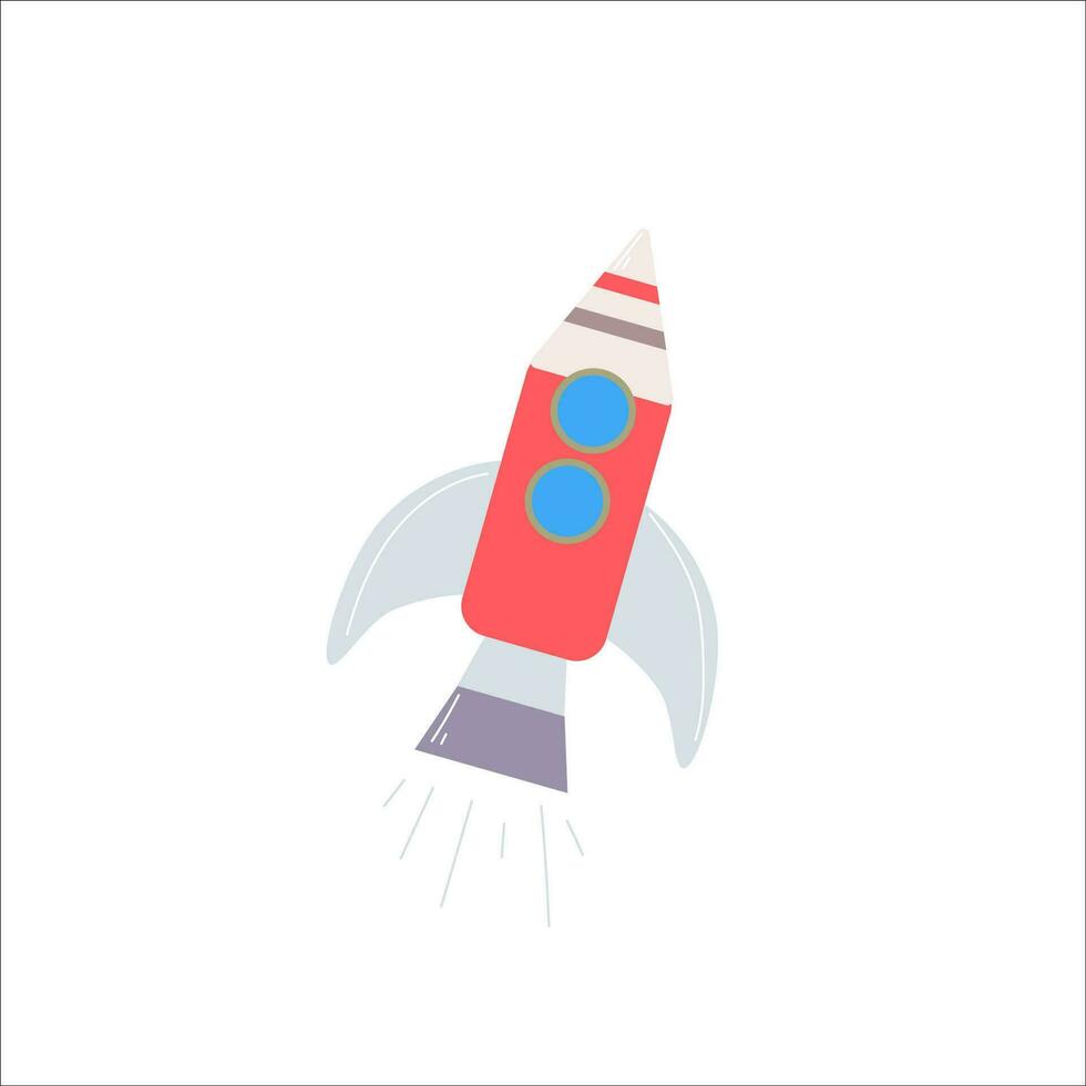 Rocket ship flat vector ilustration. Space element.