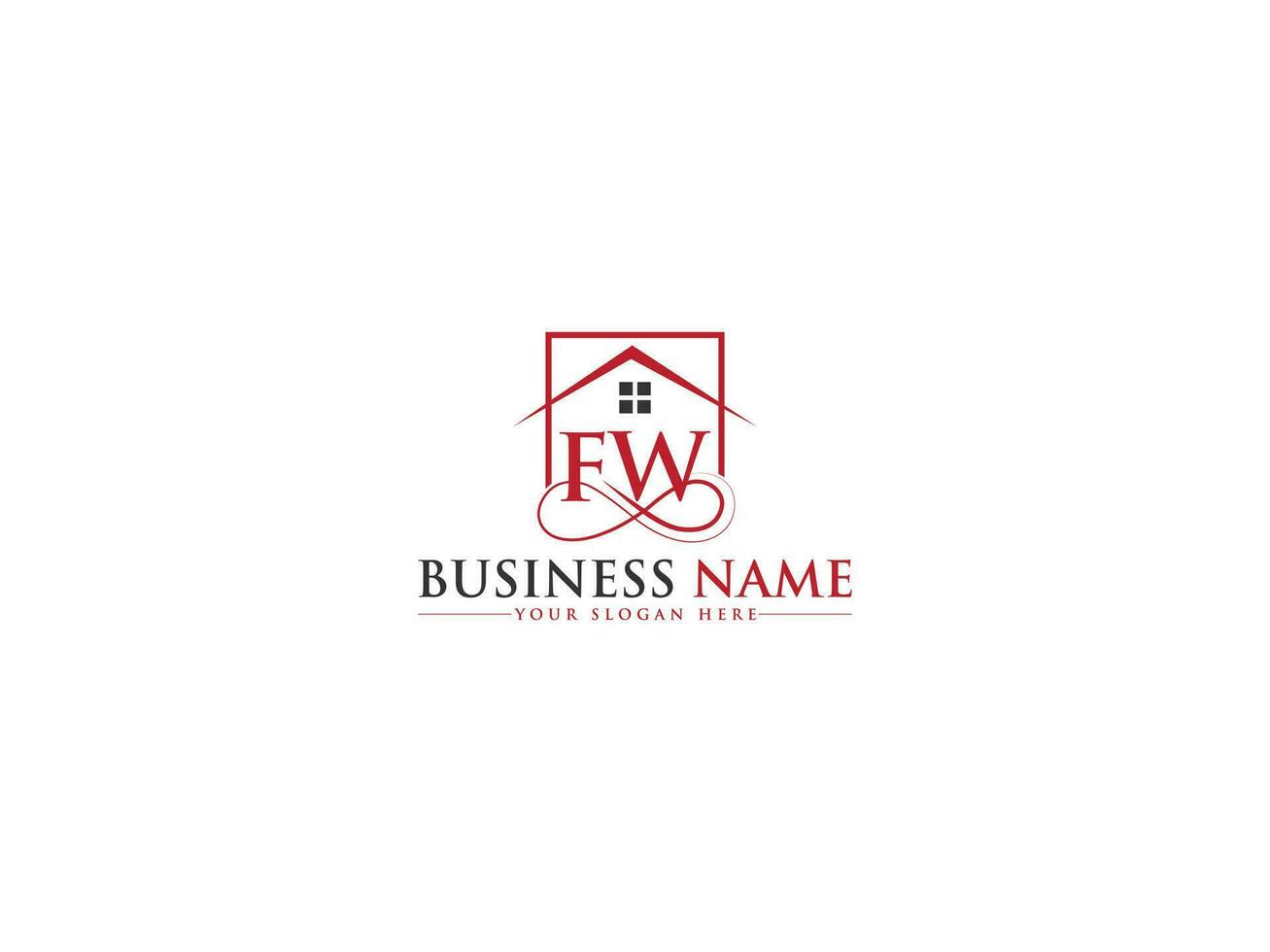 Monogram Building Fw Logo Icon, Initial Letters fw Real Estate Logo Vector