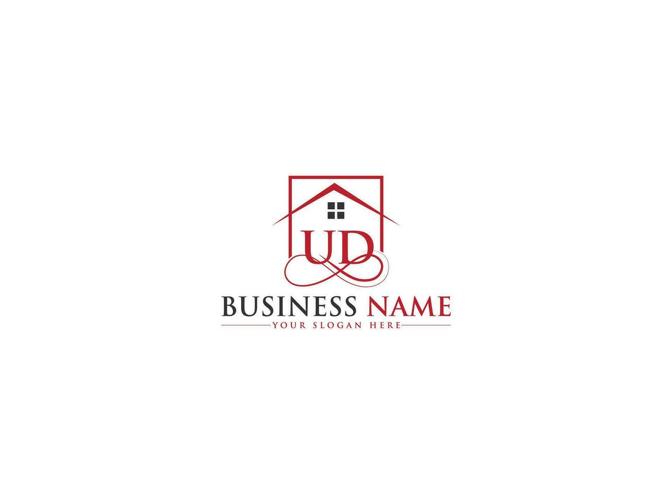 Monogram Real Estate Ud Logo Icon, Modern Building UD House Alphabet Letter Logo vector