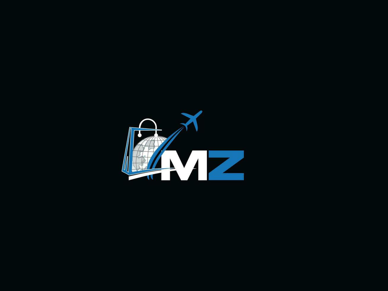 monograma mz viaje logo, resumen global mz logo letra icono vector