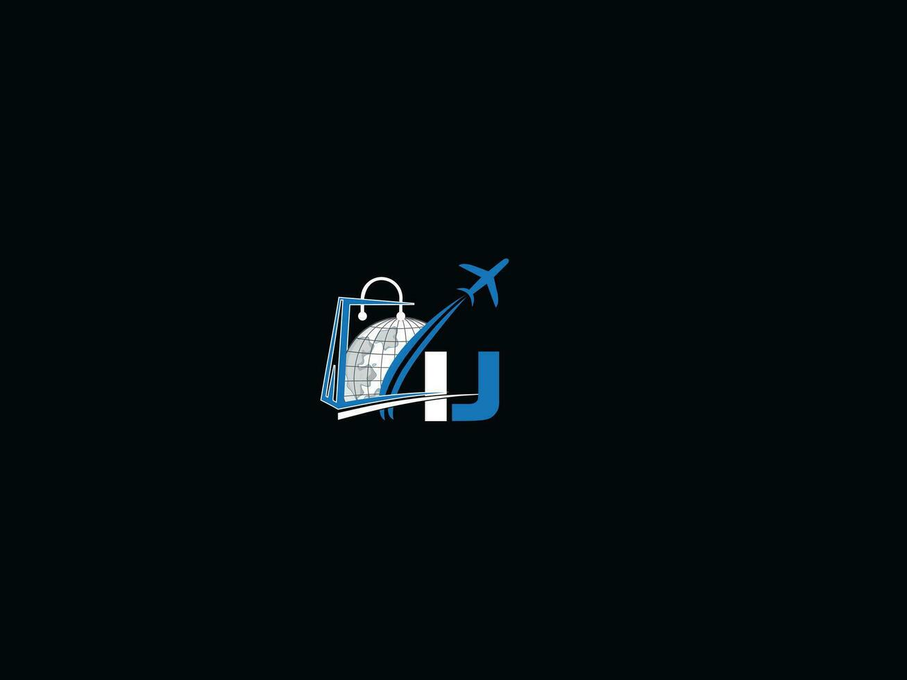 Abstract Global Ij Logo Icon, Minimalist IJ Traveling Logo Letter Vector