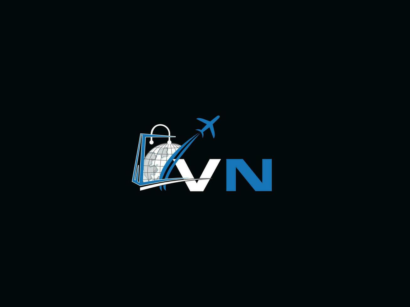 sencillo aire vn viaje logo icono, inicial global vn logo para viaje agencia vector