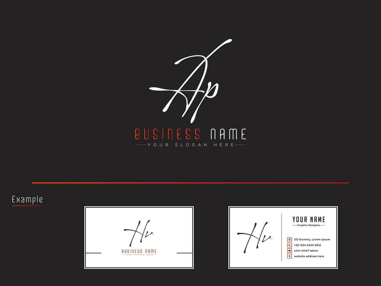 Luxury Ap Logo Icon, Initial Signature Letter AP Logo With Business Card vector