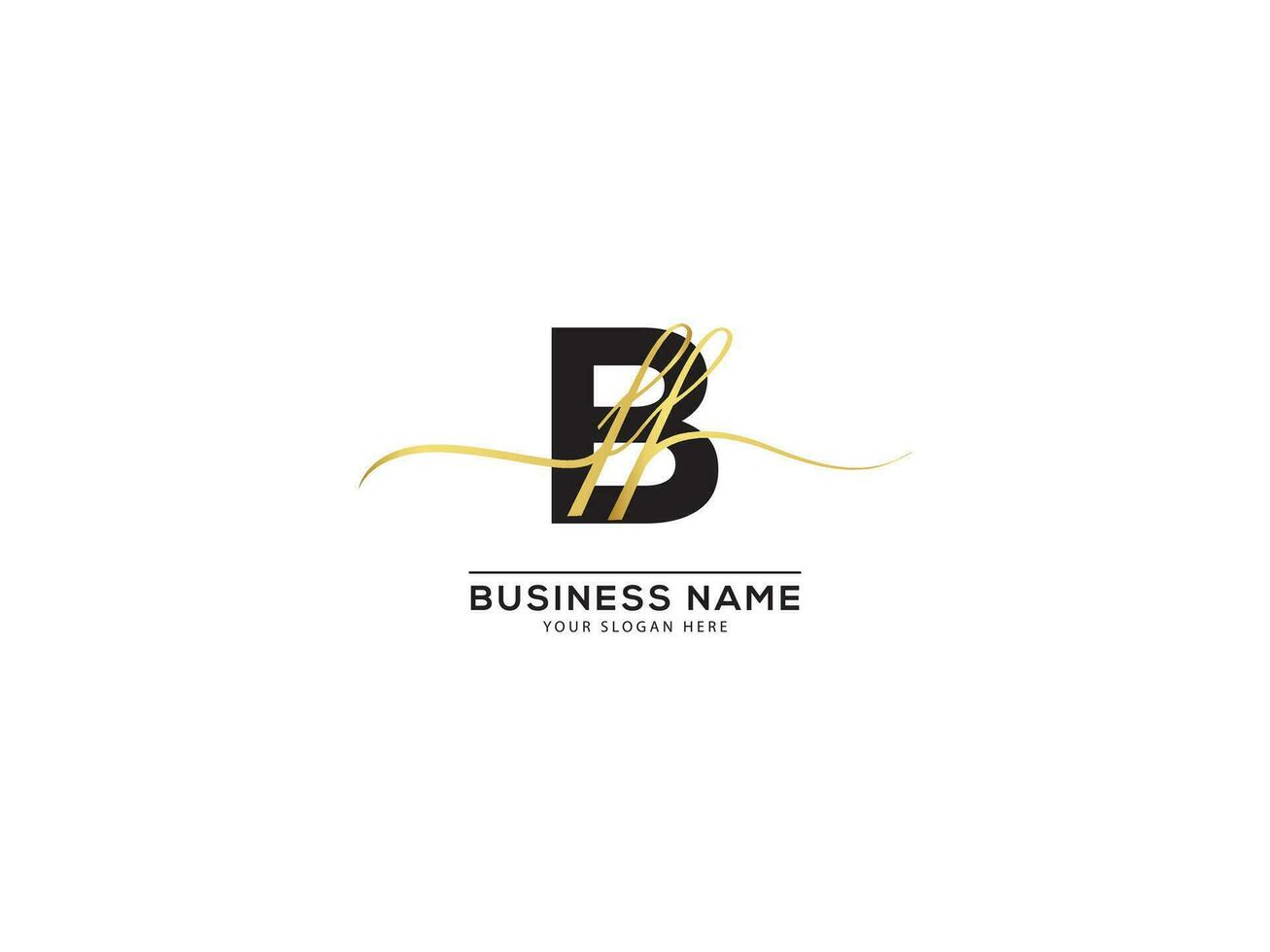 Golden Signature Three Letters BFF Logo Icon Vector Art