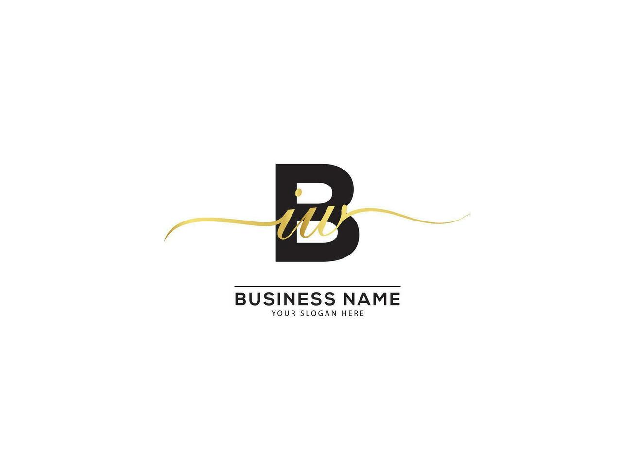 Initial Business BIW Signature Luxury Logo Letter Design vector