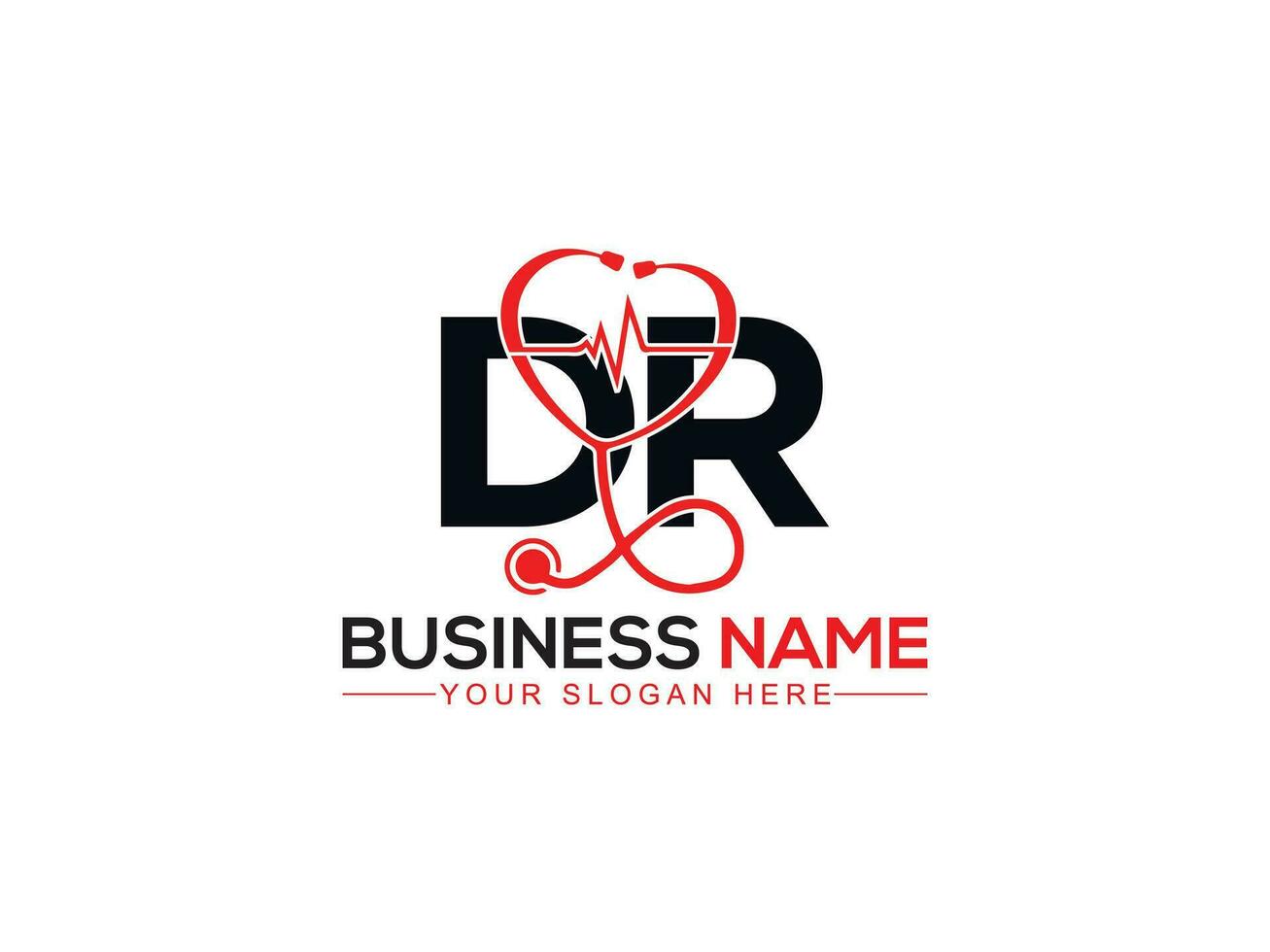 Creative Clinic Dr Modern Logo, Minimalist Letter DR Doctors Logo Template vector