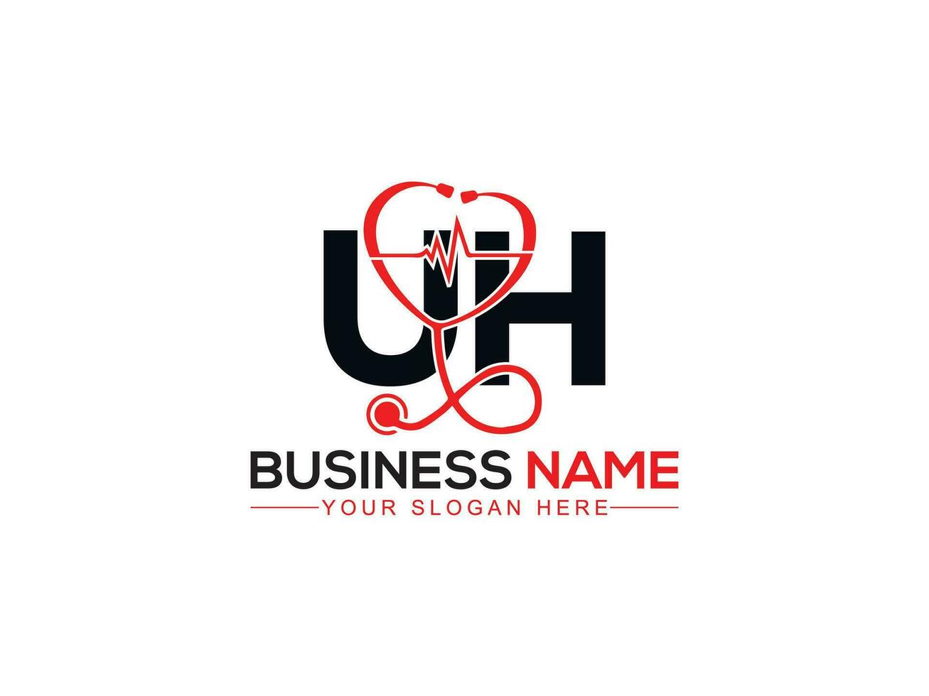 Abstract Uh Doctors Icon, Creative Heartbeat Uh hu Logo Letter Vector