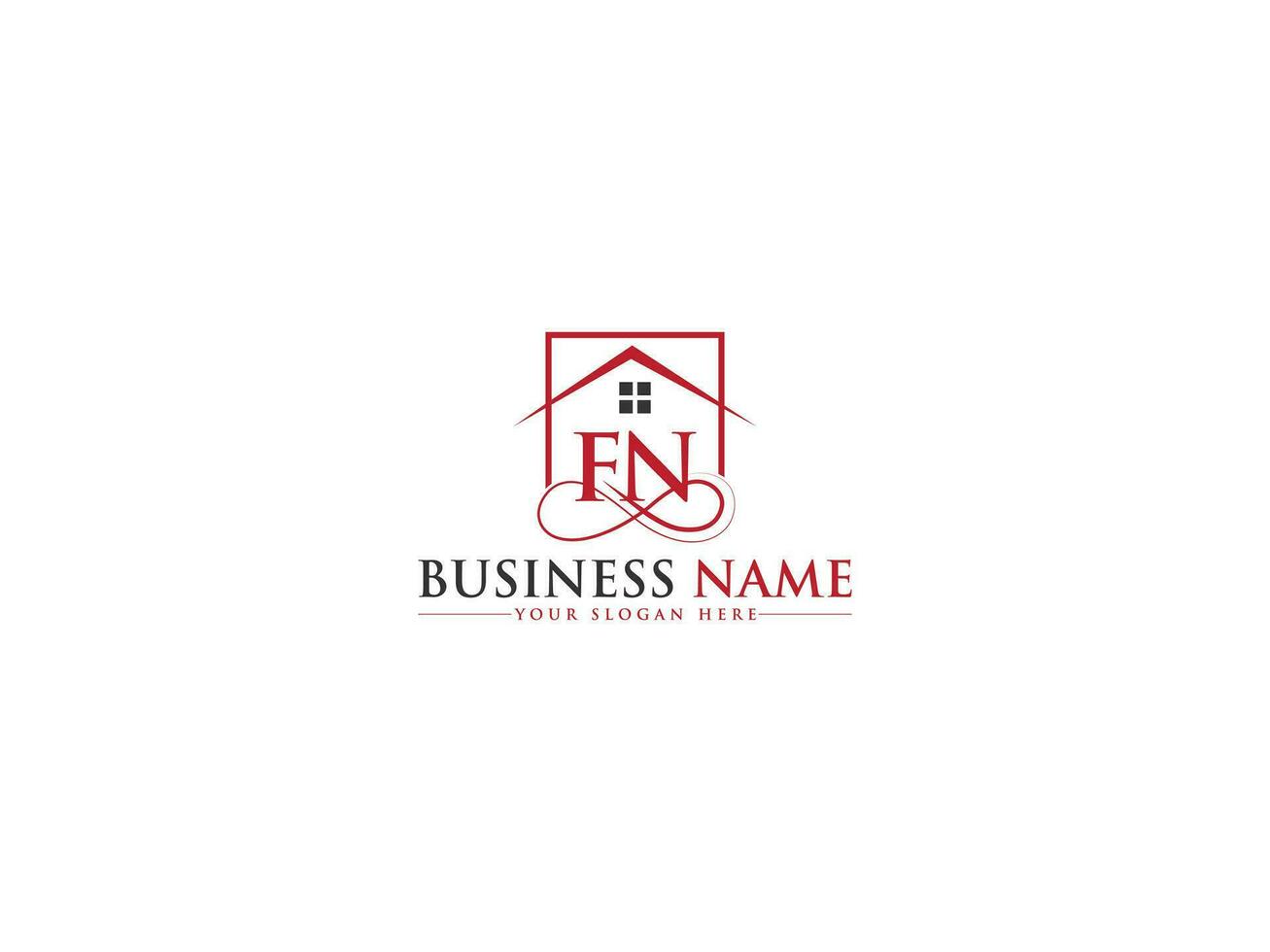 Monogram Building Fn Logo Icon, Initial Letters fn Real Estate Logo Vector