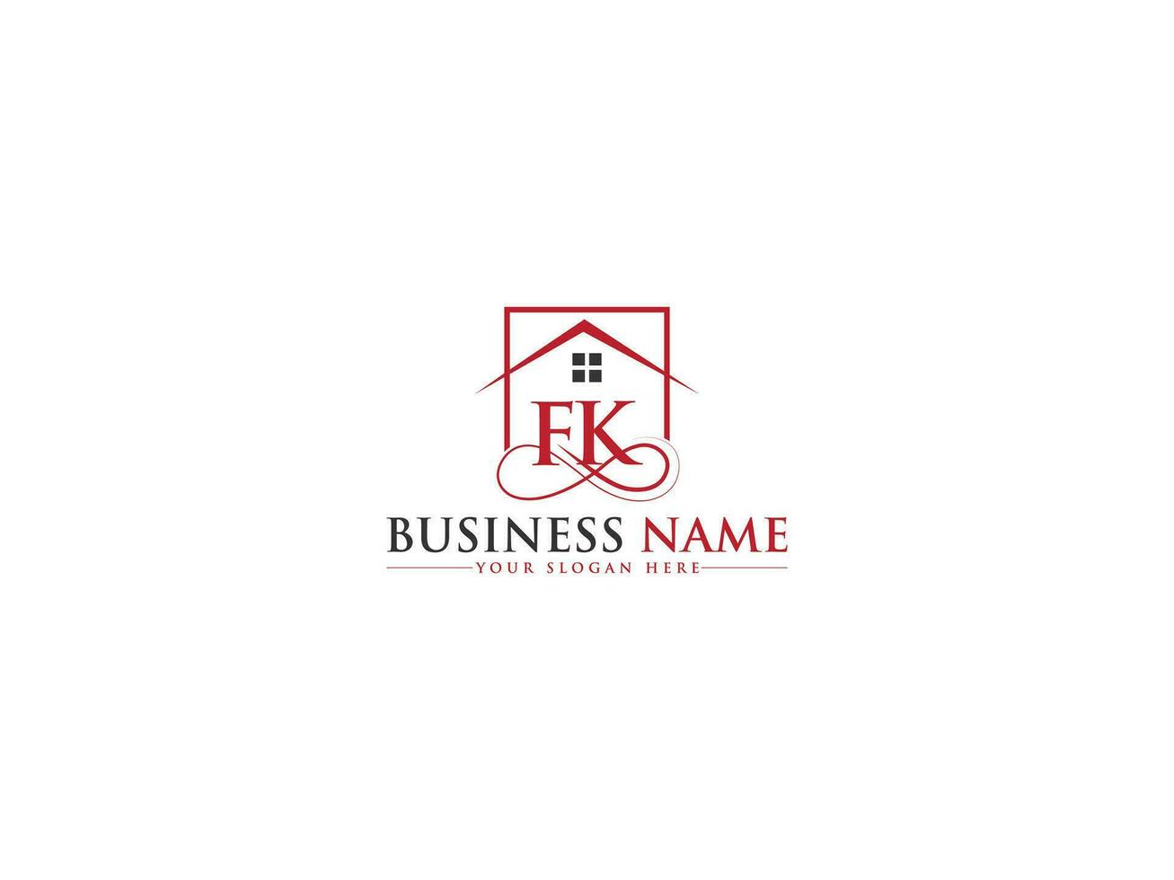 Monogram Building Fk Logo Icon, Initial Letters fk Real Estate Logo Vector