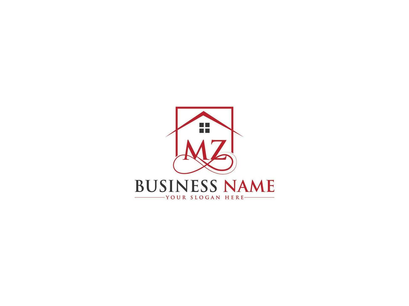 Typography Real Estate Mz Logo Symbol, Creative House mz Letter Logo Design vector