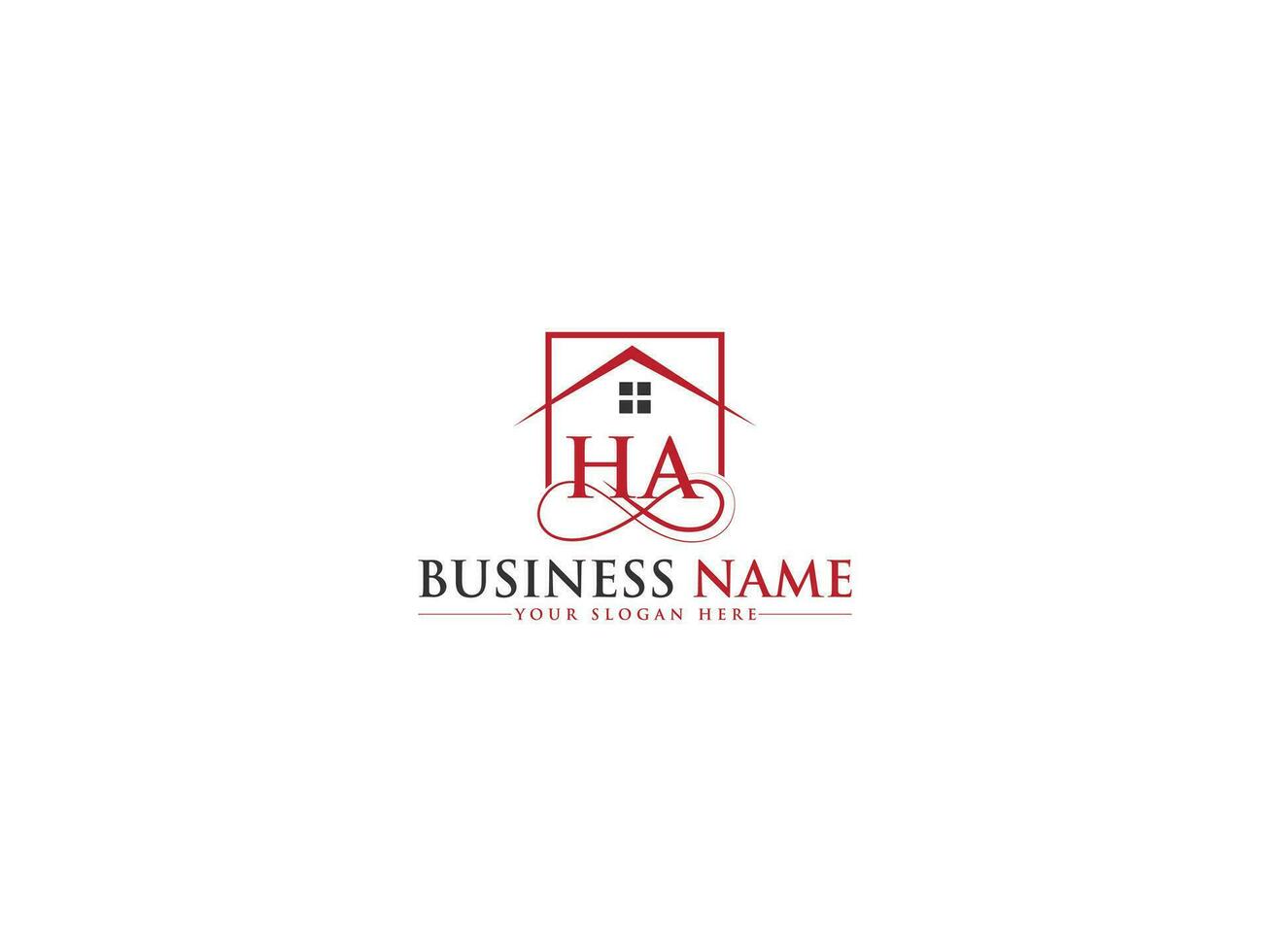 Initial House HA Logo Letter, Unique Building Ha Real Estate Logo Icon vector