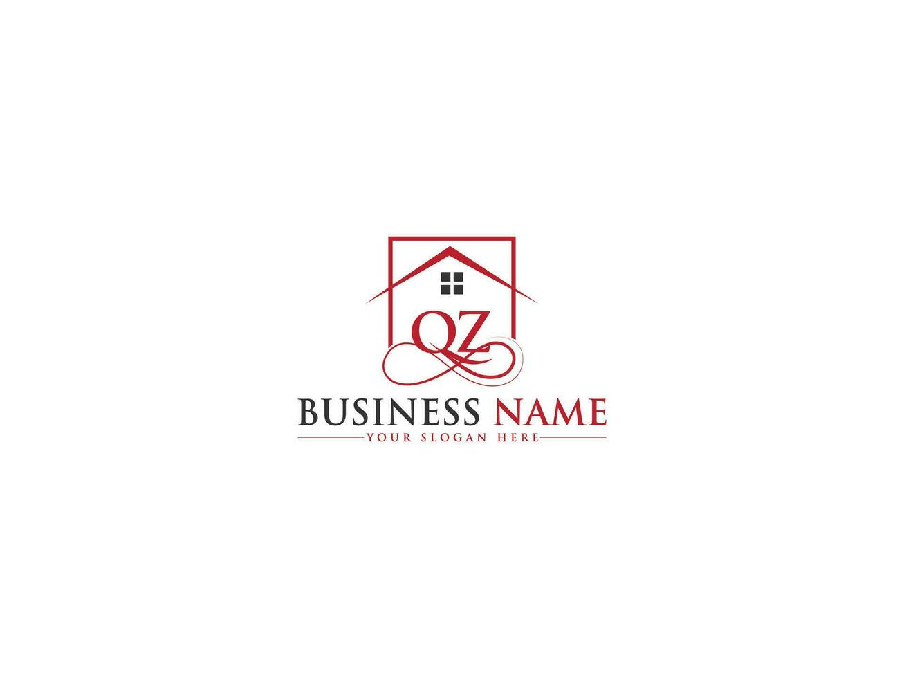 Luxury House Qz Logo Letter, Creative Building QZ Real Estate Logo Vector