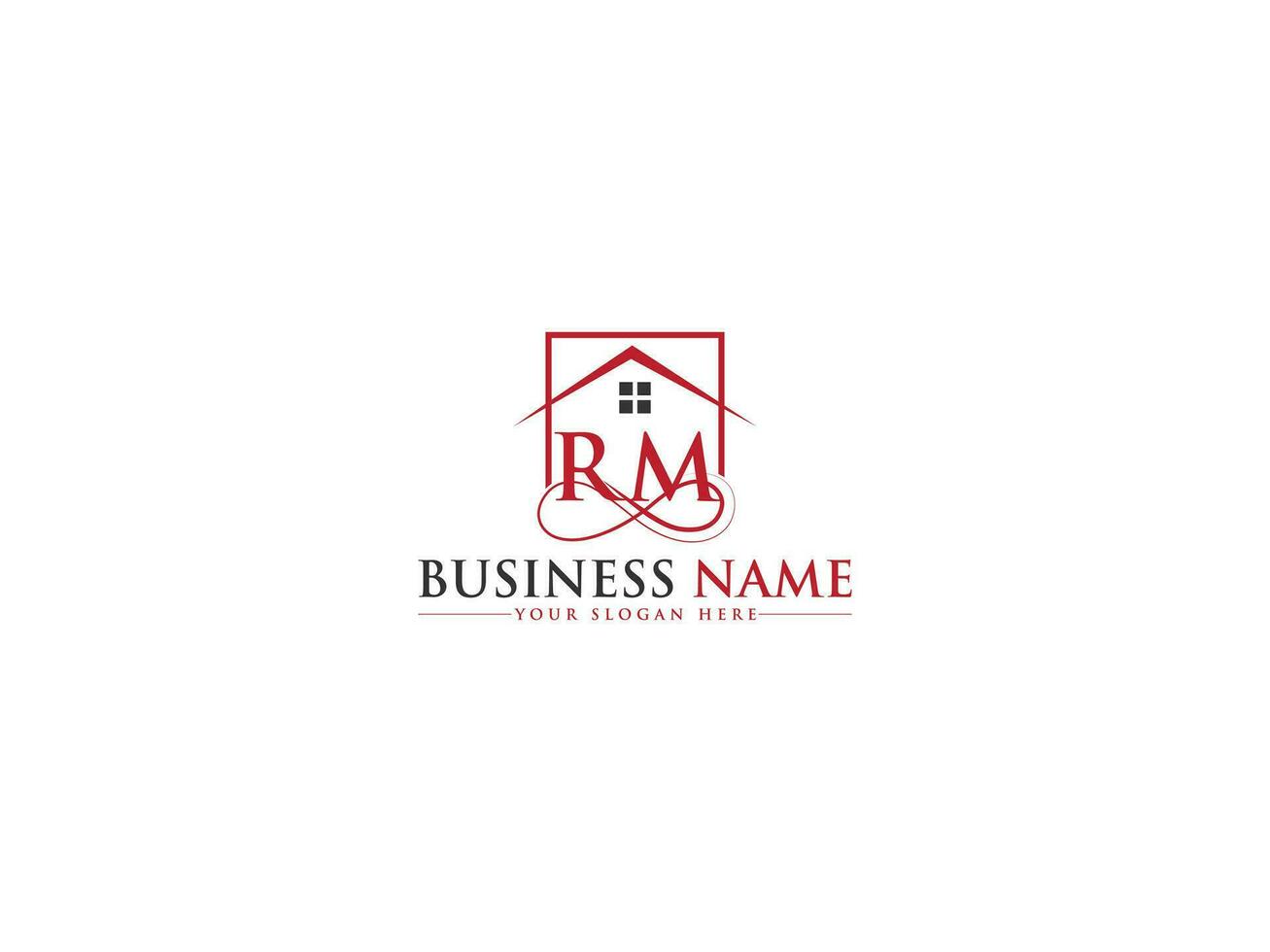 vistoso hogar rm logo símbolo, inicial real inmuebles rm edificio logo letra diseño vector