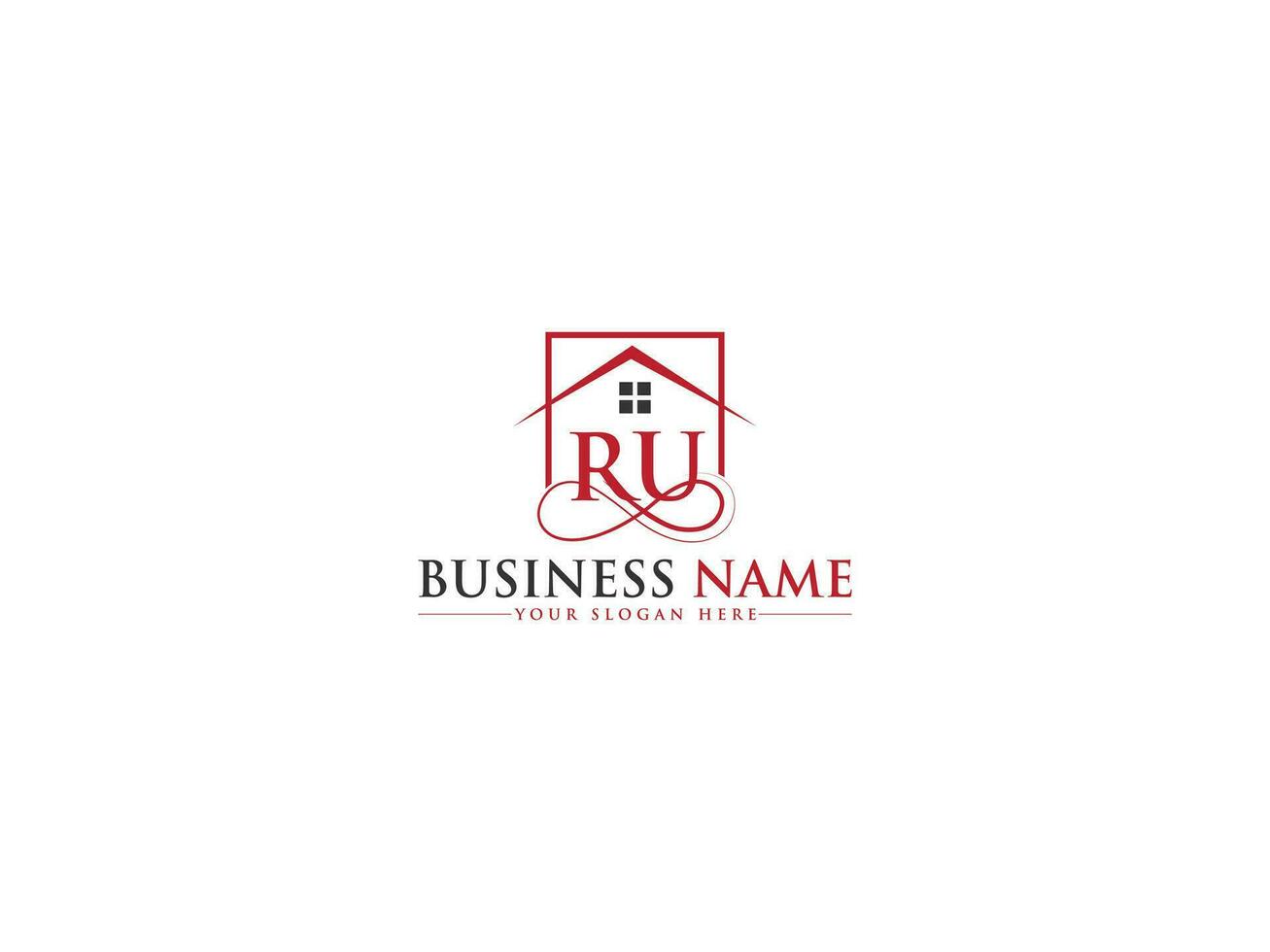 Colorful Home Ru Logo Symbol, Initial Real Estate RU Building Logo Letter Design vector